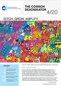 Download the October 2020 issue of The Common Denominator, a quarterly magazine for mathematics educators by the Mathematical Association of Victoria. It provides information and articles about the MAV and its activities, and maths education in general.