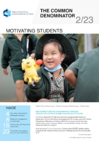 Download the April 2022 issue of The Common Denominator, a quarterly magazine for mathematics educators by the Mathematical Association of Victoria. It provides information and articles about the MAV and its activities, and maths education in general.